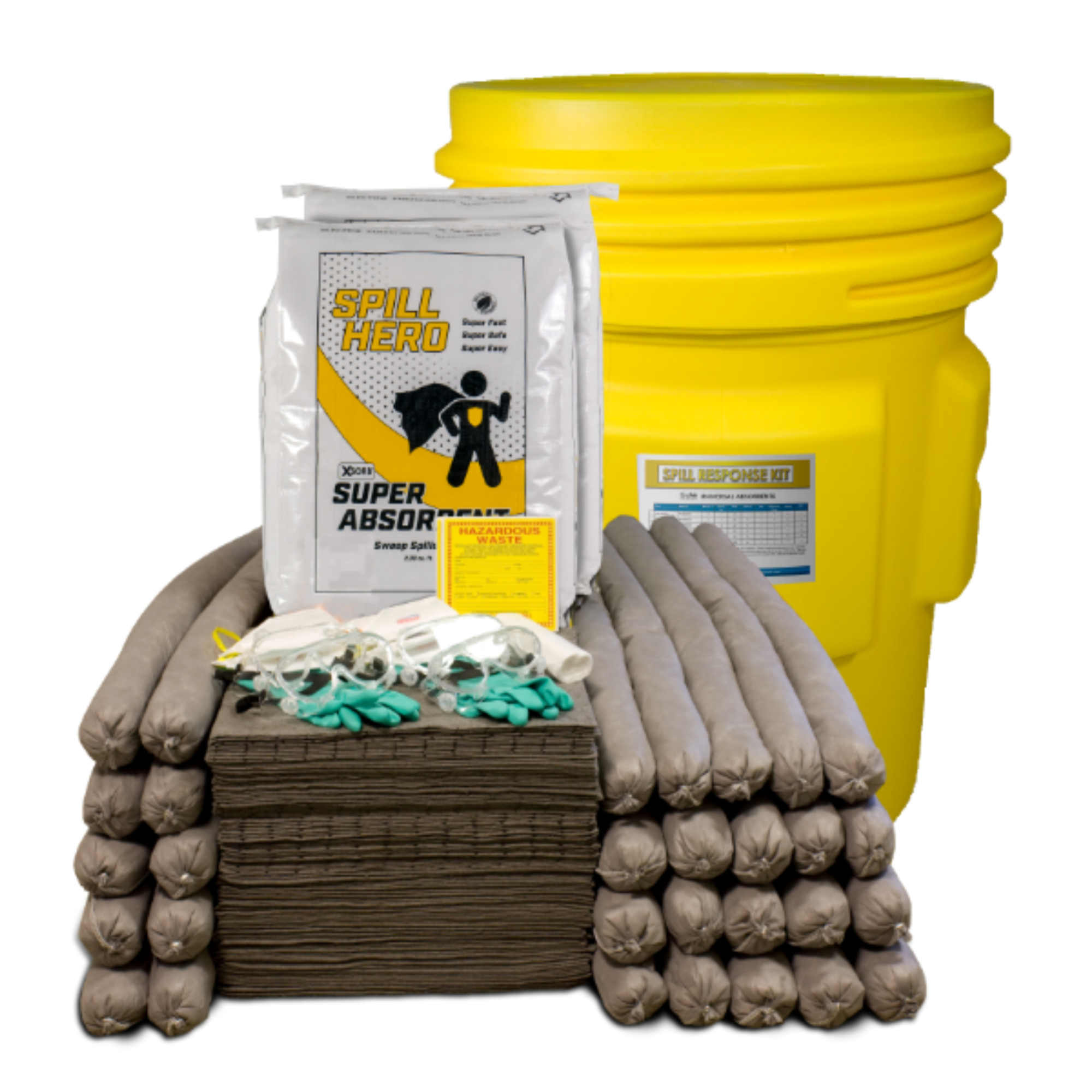 Spill Hero Universal Absorbent Spill Kit - 95 Gal. Overpack Drum, Granular, 89-Gal. Absorption, Model# XKD95U